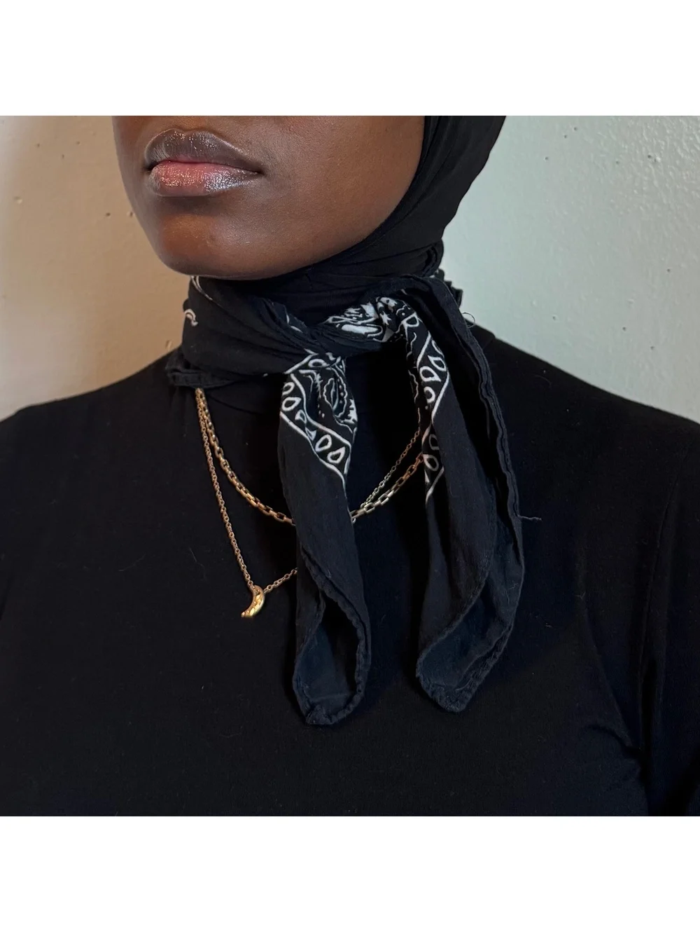 90s Black Paisley Bandana Scarf - 100% Cotton Biker Western Headwrap